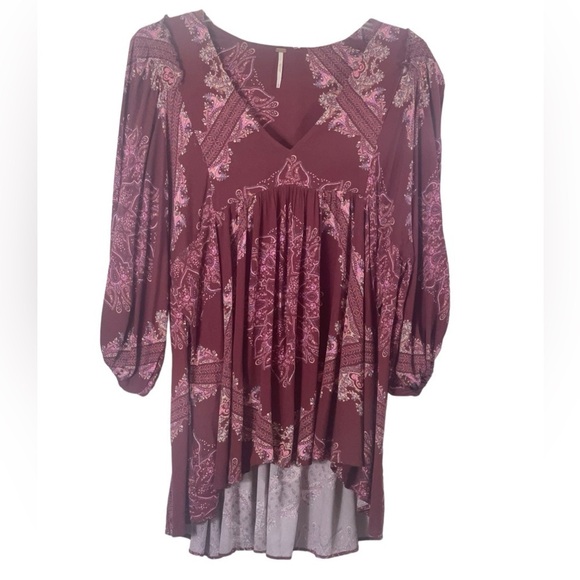Free People Girl Talk peplum boho tunic. Size medium GUC - Picture 2 of 9